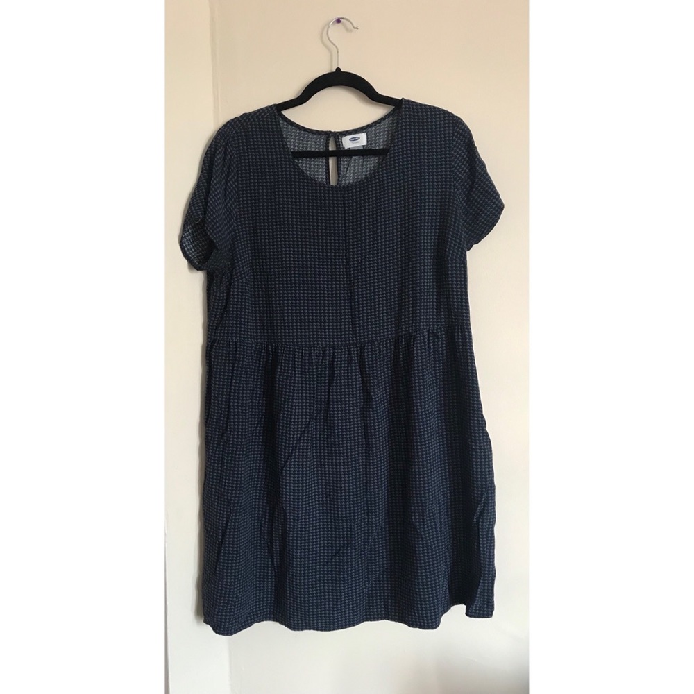 BLUE HOUNDSTOOTH BABYDOLL DRESS